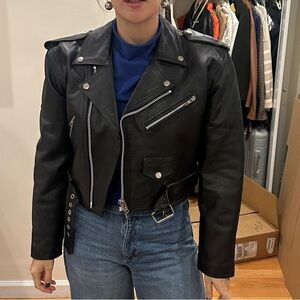 Vintage Leather moto biker jacket size medium